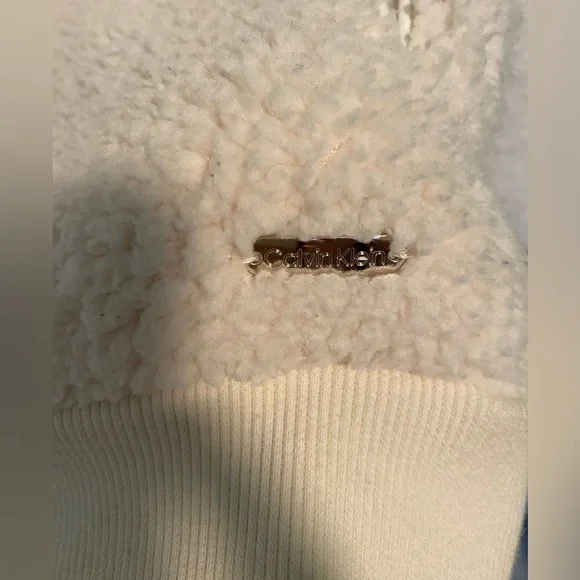 Calvin Klein Off-White Sherpa Cowl Sweater - Picture 3 of 5